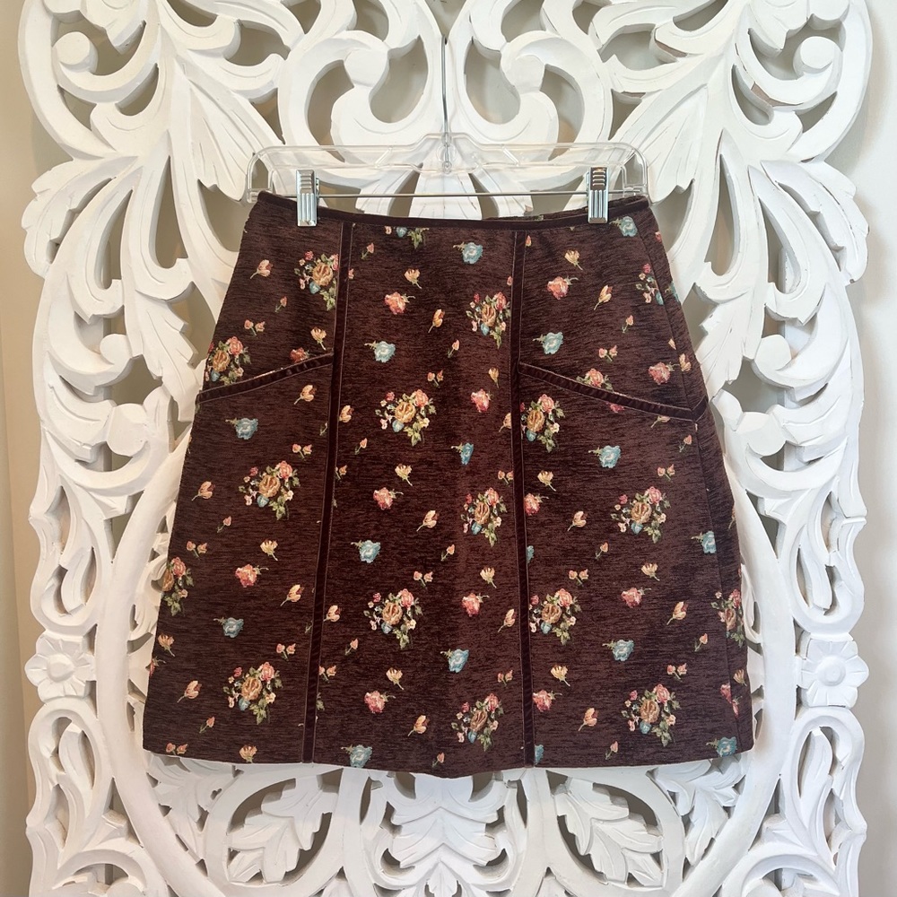 Anthropologie Floral Appliqué Mini Skirt - NWT